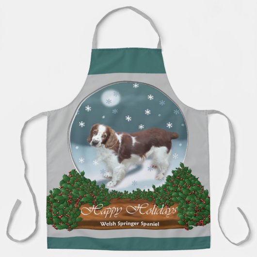 Welsh Springer Spaniel Kerstmis Schort (Voorkant)