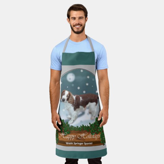 Welsh Springer Spaniel Kerstmis Schort (Gedragen)