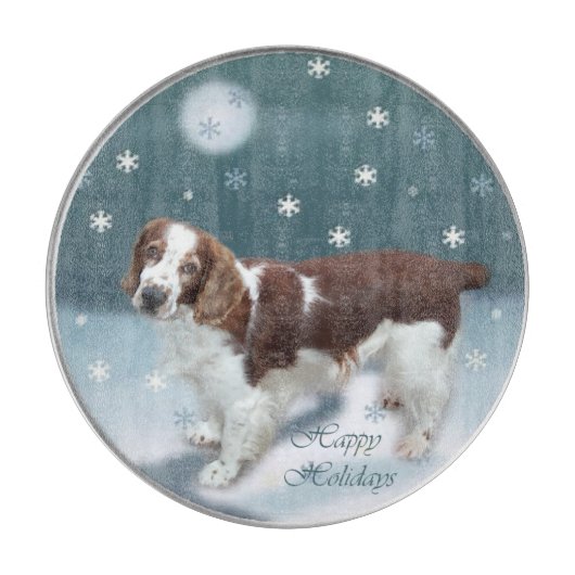 Welsh Springer Spaniel Kerstmis Snijplank (Voorkant)