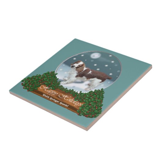Welsh Springer Spaniel Kerstmis Tegeltje (Zijkant)