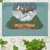 Welsh Springer Spaniel Kerstmis Theedoek (Gevouwen)