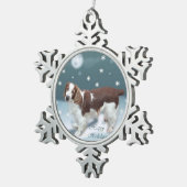 Welsh Springer Spaniel Kerstmis Tin Sneeuwvlok Ornament (Rechts)