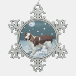 Welsh Springer Spaniel Kerstmis Tin Sneeuwvlok Ornament