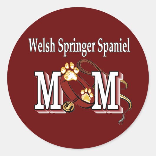 Welsh Springer Spaniel Ma Gifts Ronde Sticker (Voorkant)