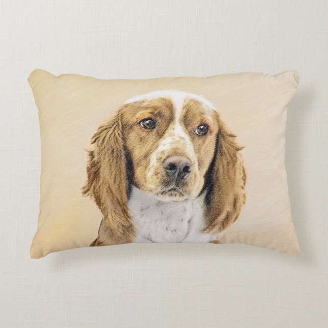Welsh Springer Spaniel Painting - Original Dog Art Accent Kussen (Voorkant)