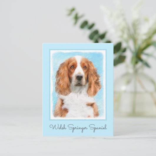 Welsh Springer Spaniel Painting - Original Dog Art Briefkaart (Staand voorkant)