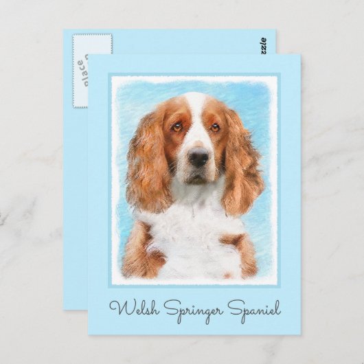 Welsh Springer Spaniel Painting - Original Dog Art Briefkaart (Voorkant / Achterkant)