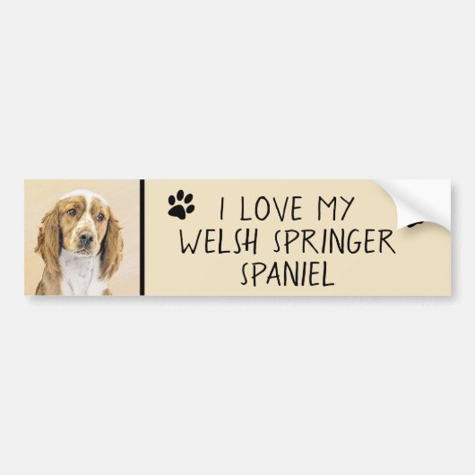 Welsh Springer Spaniel Painting - Original Dog Art Bumpersticker (Voorkant)