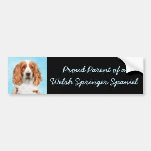 Welsh Springer Spaniel Painting - Original Dog Art Bumpersticker