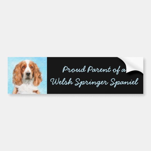 Welsh Springer Spaniel Painting - Original Dog Art Bumpersticker (Voorkant)
