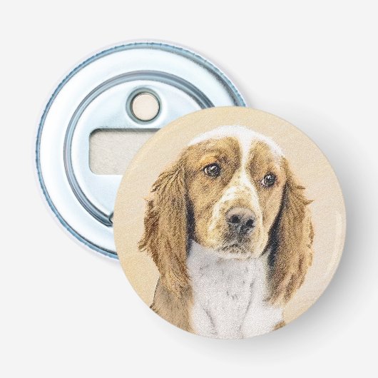 Welsh Springer Spaniel Painting - Original Dog Art Button Flesopener (Voorkant)