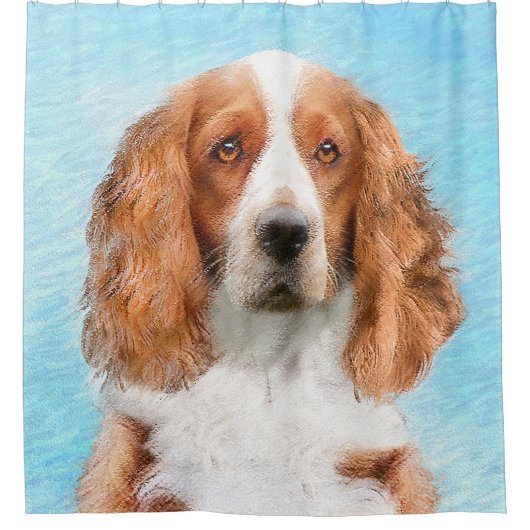 Welsh Springer Spaniel Painting - Original Dog Art Douchegordijn (Voorkant)