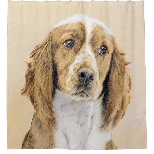 Welsh Springer Spaniel Painting - Original Dog Art Douchegordijn (Voorkant)