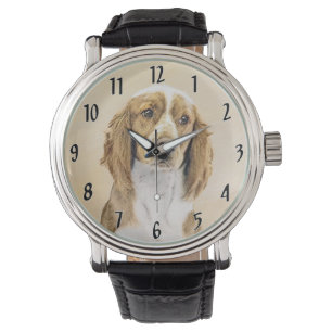 Welsh Springer Spaniel Painting - Original Dog Art Horloge