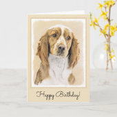 Welsh Springer Spaniel Painting - Original Dog Art Kaart (Gele Bloem)