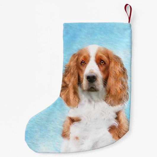 Welsh Springer Spaniel Painting - Original Dog Art Kleine Kerstsok (Achterkant)