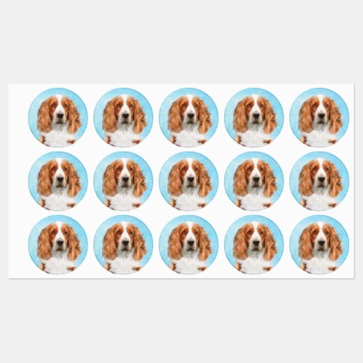 Welsh Springer Spaniel Painting - Original Dog Art Labels (Vel)