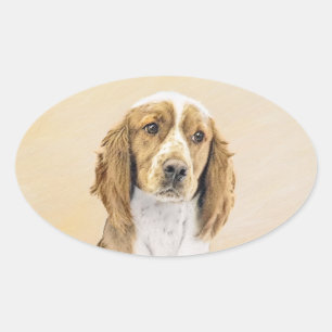 Welsh Springer Spaniel Painting - Original Dog Art Ovale Sticker