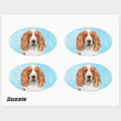 Welsh Springer Spaniel Painting - Original Dog Art Ovale Sticker ...