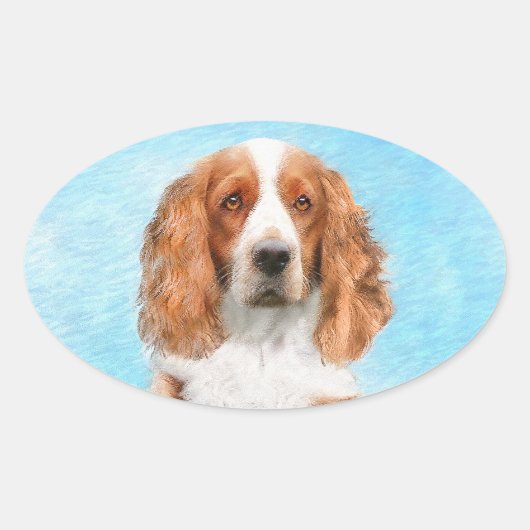 Welsh Springer Spaniel Painting - Original Dog Art Ovale Sticker (Voorkant)