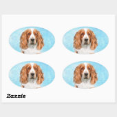 Welsh Springer Spaniel Painting - Original Dog Art Ovale Sticker (Vel)