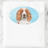 Welsh Springer Spaniel Painting - Original Dog Art Ovale Sticker (Tas)