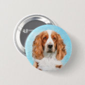 Welsh Springer Spaniel Painting - Original Dog Art Ronde Button 5,7 Cm (Voorkant /achterkant)