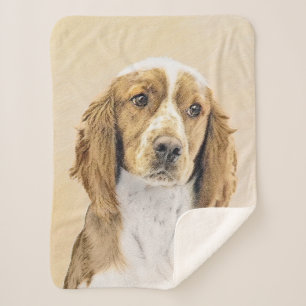 Welsh Springer Spaniel Painting - Original Dog Art Sherpa Deken