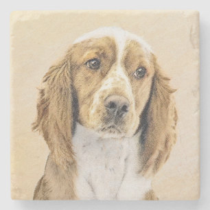 Welsh Springer Spaniel Painting - Original Dog Art Stenen Onderzetter