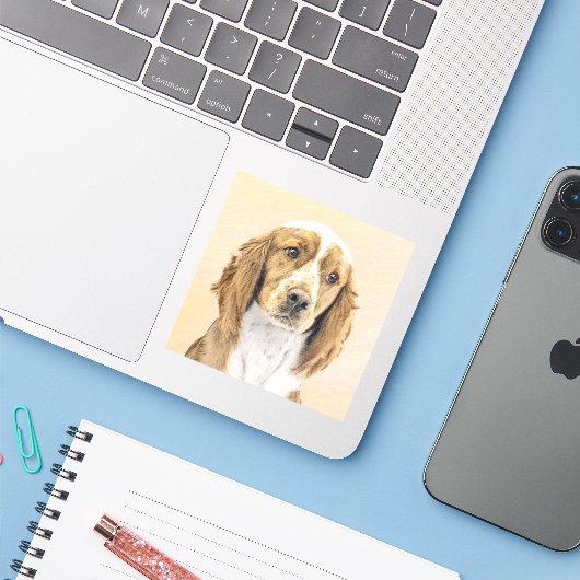Welsh Springer Spaniel Painting - Original Dog Art Sticker (Laptop met iPhone)