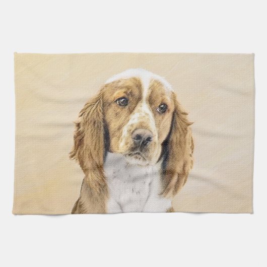 Welsh Springer Spaniel Painting - Original Dog Art Theedoek (Horizontaal)