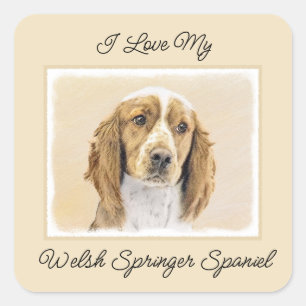 Welsh Springer Spaniel Painting - Original Dog Art Vierkante Sticker