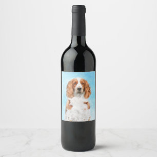 Welsh Springer Spaniel Painting - Original Dog Art Wijn Etiket