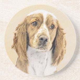 Welsh Springer Spaniel Painting - Original Dog Art Zandsteen Onderzetter