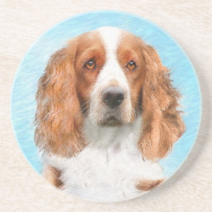 Welsh Springer Spaniel Painting - Original Dog Art Zandsteen Onderzetter