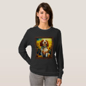Welsh Springer Spaniel Painting Sunflower Flower M T-shirt (Voorkant volledig)