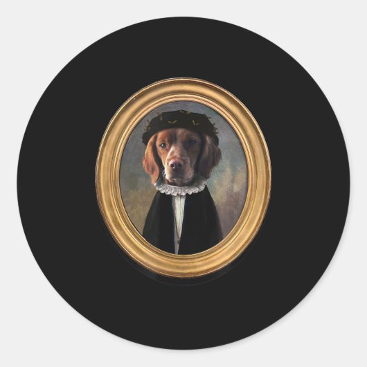 Welsh Springer Spaniël Renaissance Schilderij Hond Ronde Sticker (Voorkant)