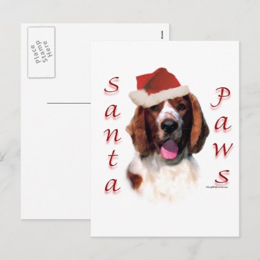 Welsh Springer Spaniel Santa Paws Feestdagenkaart (Voorkant / Achterkant)