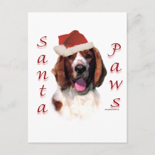 Welsh Springer Spaniel Santa Paws Feestdagenkaart (Voorkant)
