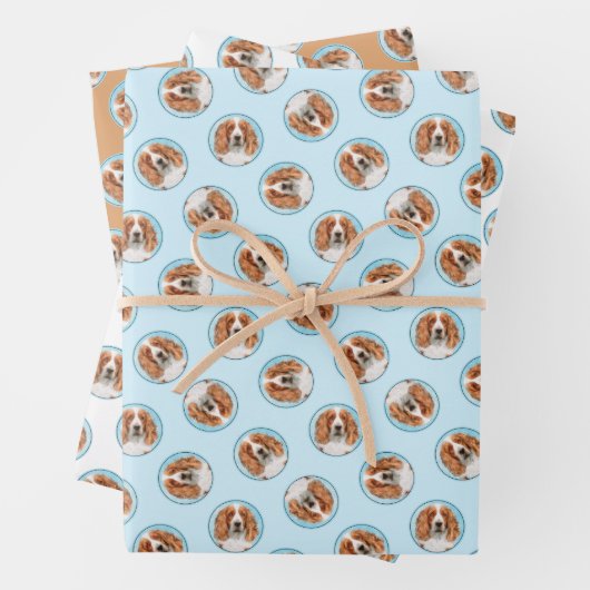Welsh Springer Spaniel Schilderen Originele Hond A Inpakpapier Vel (In situ)