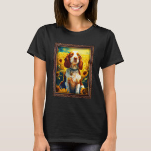 Welsh Springer Spaniël Schilderen Zonnebloem Bloem T-shirt
