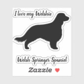Welsh Springer Spaniel Silhouet met Lange Staart Sticker (Vel)