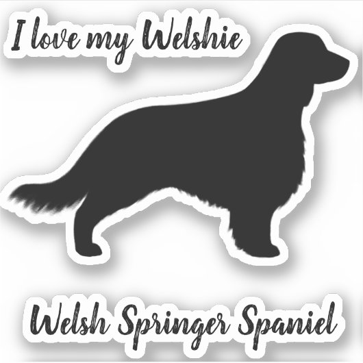 Welsh Springer Spaniel Silhouet met Lange Staart Sticker (Voorkant)