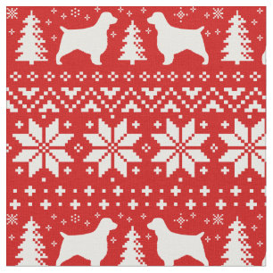 Welsh Springer Spaniel Silhouettes kerstmis Stof