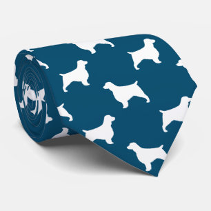 Welsh Springer Spaniel Silhouettes Pattern Blue Stropdas