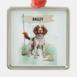 Welsh Springer Spaniel Watercolor Personalized Dog Metalen Ornament