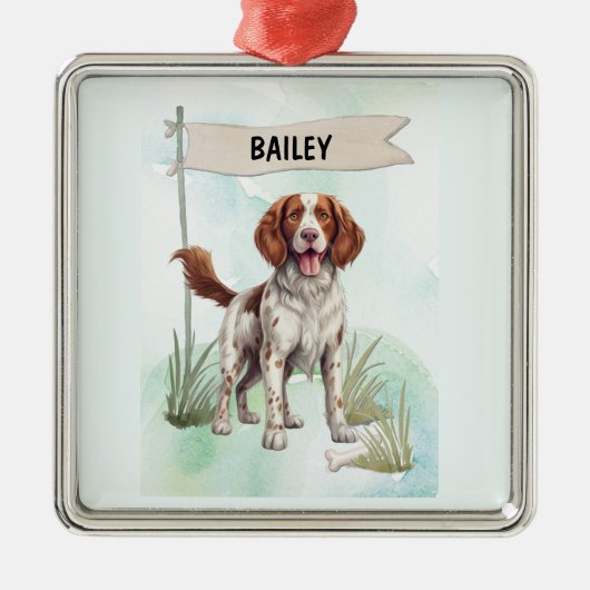 Welsh Springer Spaniel Watercolor Personalized Dog Metalen Ornament (Voorkant)