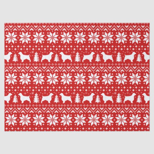 Welsh Springer Spaniels Kerstpatroon Rood Tissuepapier (Voorkant)
