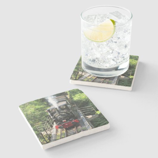 Welsh Steam Train. Stenen Onderzetter (Zijkant)