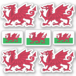 Welsh symbolen / wapen en vlag sticker